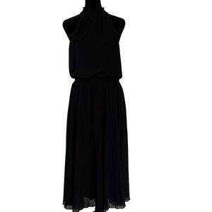 Black Halter Neck Midi Dress - Women Dresses Midi